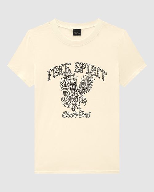 T-Shirt Feminina Slim Free Spirit Brave Soul Em Algodão - ENFIM