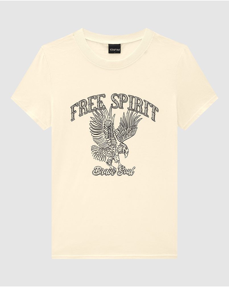 T-Shirt Feminina Slim Free Spirit Brave Soul Em Algodão ENFIM