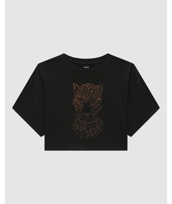 T-Shirt Cropped Feminina Estampa Com Strass Em Algodão - ENFIM