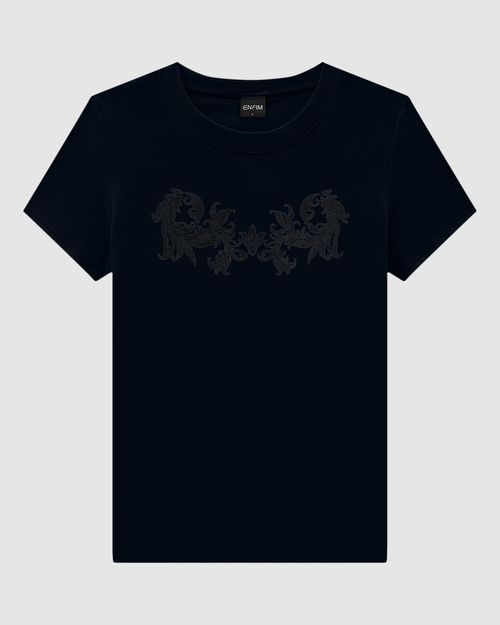 T-Shirt Feminina Slim Estampa Aveludada Em Algodão - ENFIM