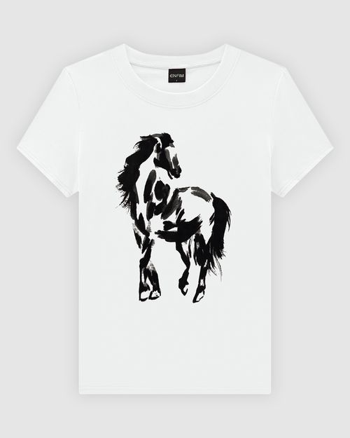 T-Shirt Feminina Slim Estampa Aveludada Em Algodão - ENFIM