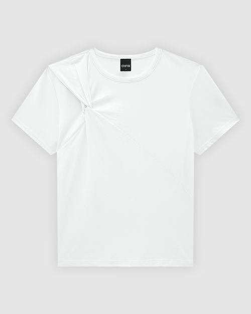 T-Shirt Feminina Slim Detalhe Torção Frontal Em Algodão - ENFIM