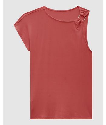 Blusa Feminina Assimétrica Argola Frontal Em Viscose Stretch - ENFIM