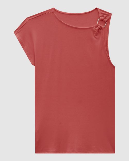 Blusa Feminina Assimétrica Argola Frontal Em Viscose Stretch - ENFIM