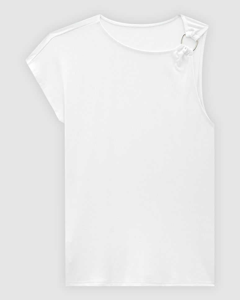 Blusa Feminina Assimétrica Argola Frontal Em Viscose Stretch - ENFIM