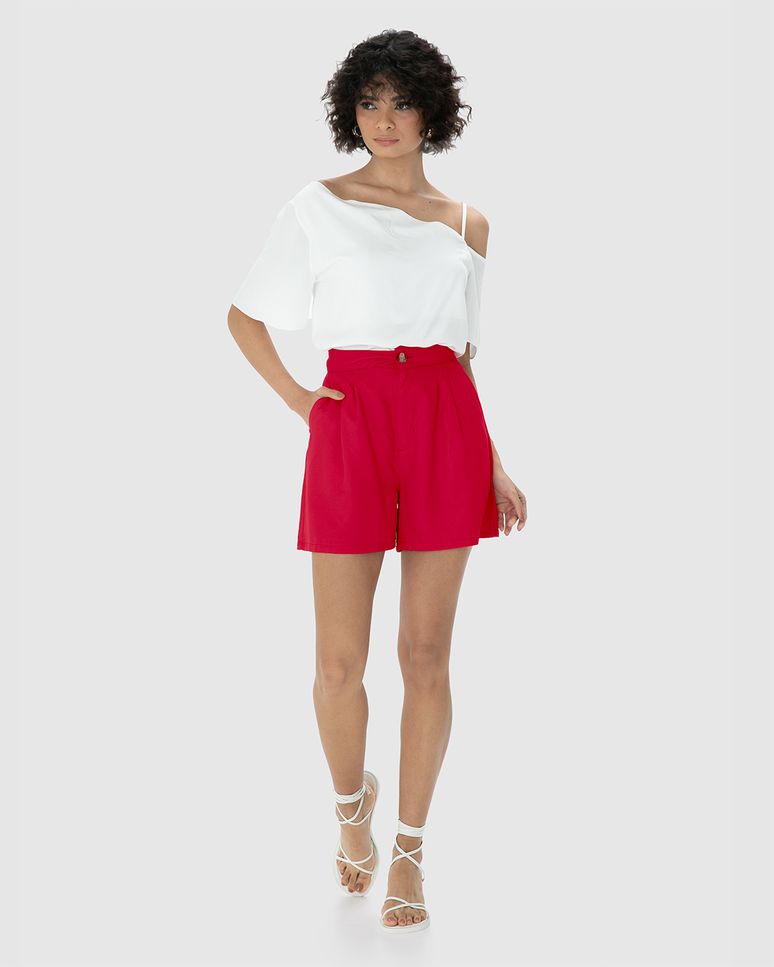 Shorts Feminino Alfaiataria Bolso Faca Em Crepe - ENFIM