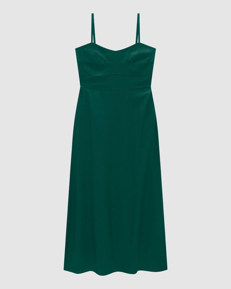 Vestido Midi Feminino Evasê Fenda Lateral Em Tecido Jacquard - ENFIM