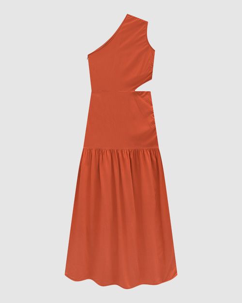 Vestido Longo Feminino Assimétrico Decote Ombro Só Em Viscose - ENFIM
