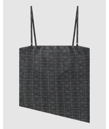Regata Feminina Assimétrica Alça Removível Em Malha Jacquard Xadrez - ENFIM