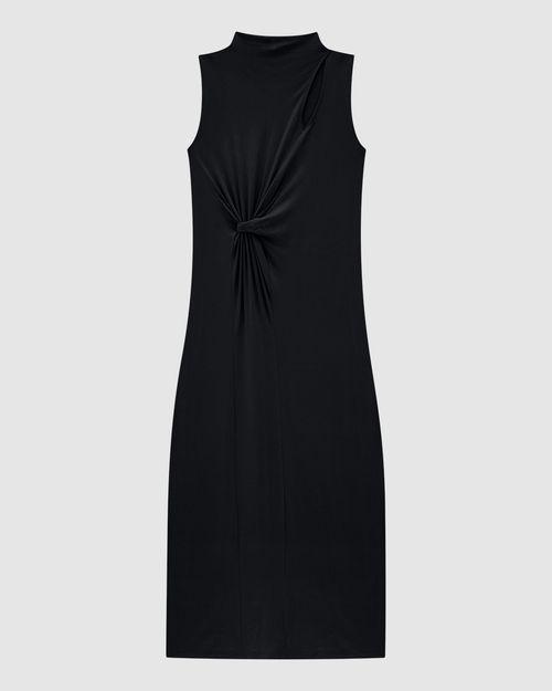 Vestido Midi Feminino Torção Frontal Em Viscose Stretch - ENFIM