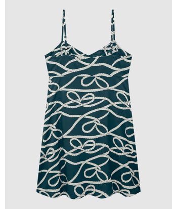 Vestido Feminino Evasê Estampa Navy Em Viscose - ENFIM