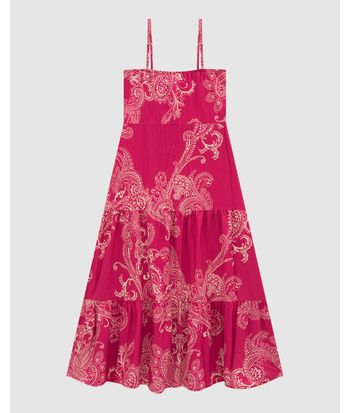 Vestido Midi Feminino Estampa Paisley Alça Removível Em Viscose - ENFIM