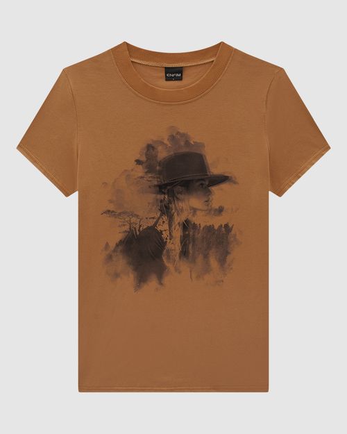 T-Shirt Feminina Slim Estampa Ilustrativa Em Algodão - ENFIM