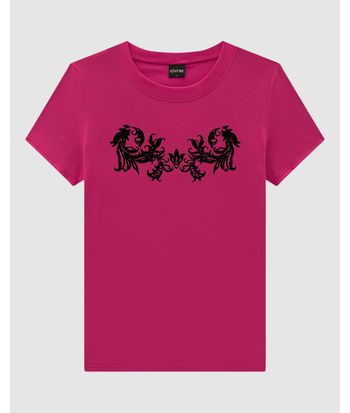 T-Shirt Feminina Slim Estampa Aveludada Em Algodão - ENFIM