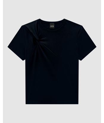 T-Shirt Feminina Slim Detalhe Torção Frontal Em Algodão - ENFIM
