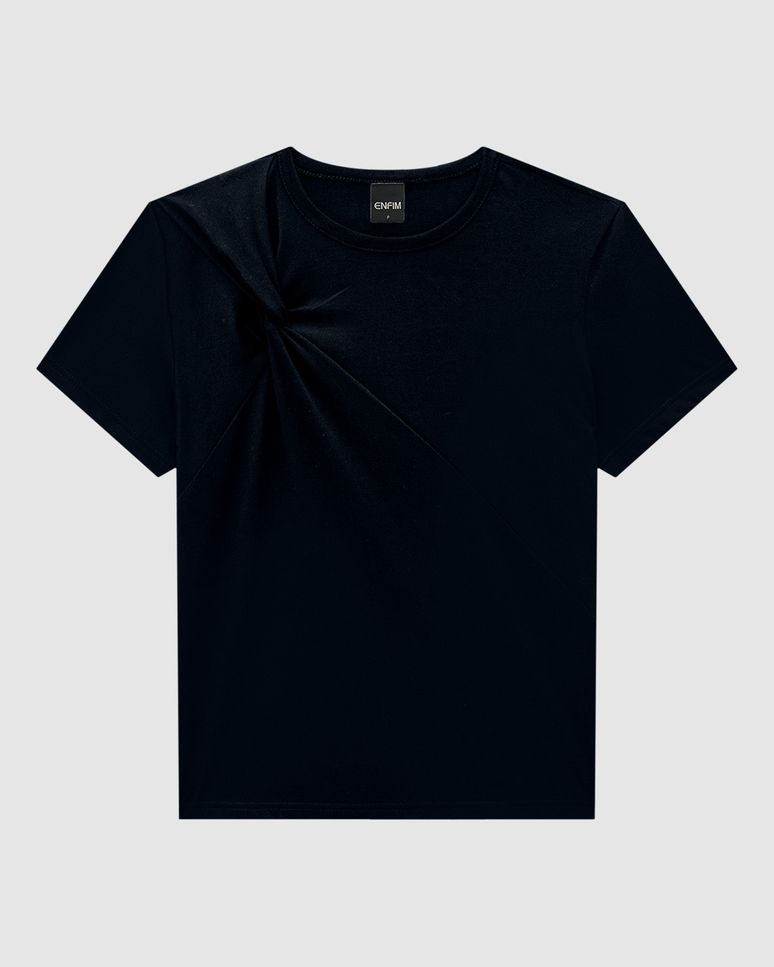 T-Shirt Feminina Slim Detalhe Torção Frontal Em Algodão - ENFIM
