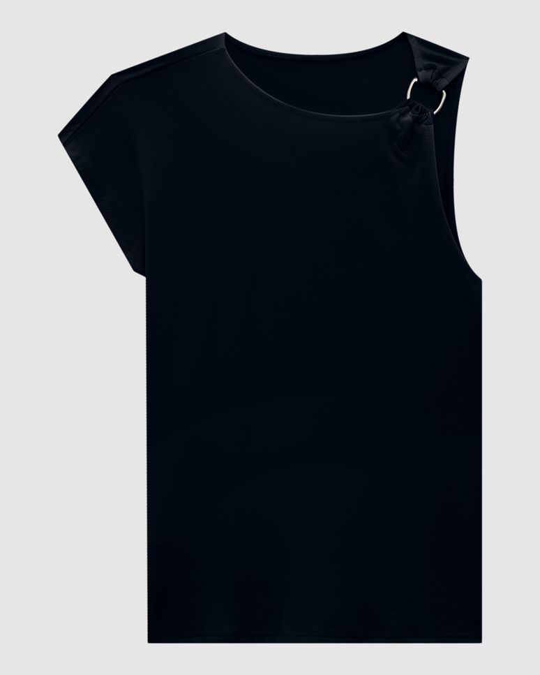 Blusa Feminina Assimétrica Argola Frontal Em Viscose Stretch - ENFIM