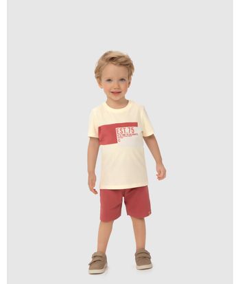 Conjunto Menino Camiseta Estampa HD Em Algodão - Carinhoso