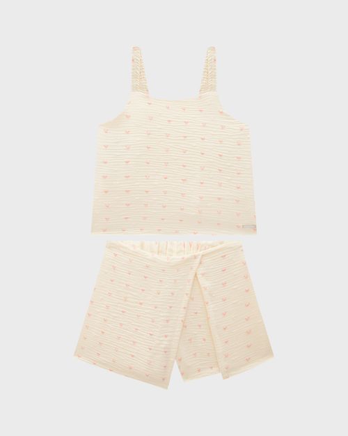 Conjunto Menina Regata E Shorts Saia Em Plumetis Coração - Carinhoso