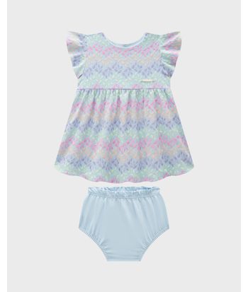 Conjunto Menina Vestido Bordado +  Calcinha - Carinhoso