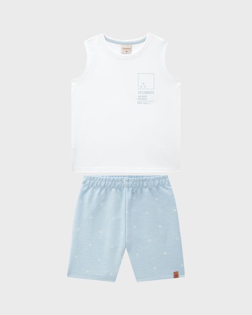 Conjunto Menino Regata Estampa Com Puff Em Algodão - Carinhoso