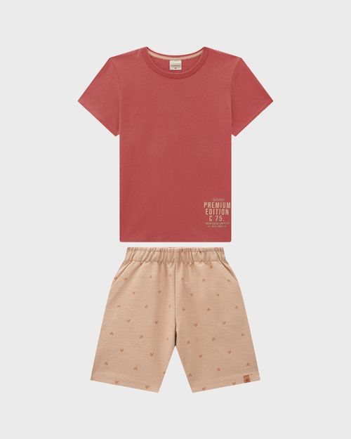Conjunto Menino Bermuda Em Moletom Sarjado - Carinhoso