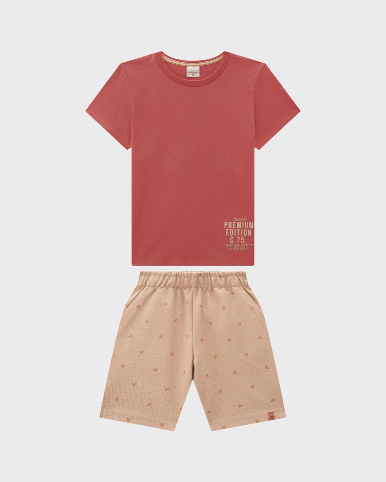 Conjunto Menino Bermuda Em Moletom Sarjado - Carinhoso