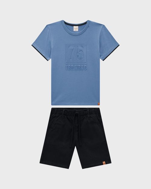 Conjunto Menino Camiseta Estampa Alto Relevo Em Algodão - Carinhoso