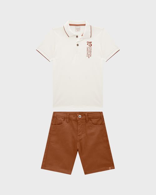 Conjunto Menino Bermuda Em Sarja Stretch - Carinhoso