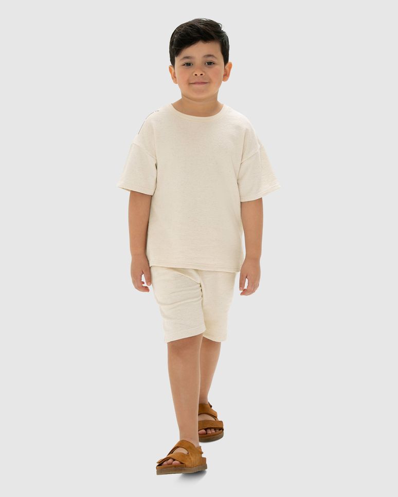 Conjunto Menino Camiseta E Bermuda Em Malha Texturizada - Carinhoso