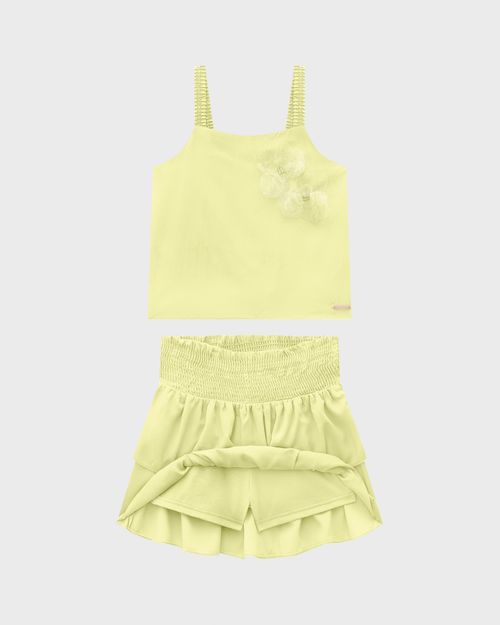 Conjunto Menina Regata Aplique Bordado Em Viscose - Carinhoso