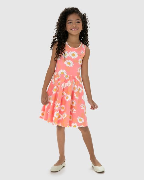 Vestido Menina Floral Costas Transpassada Em Algodão - Carinhoso