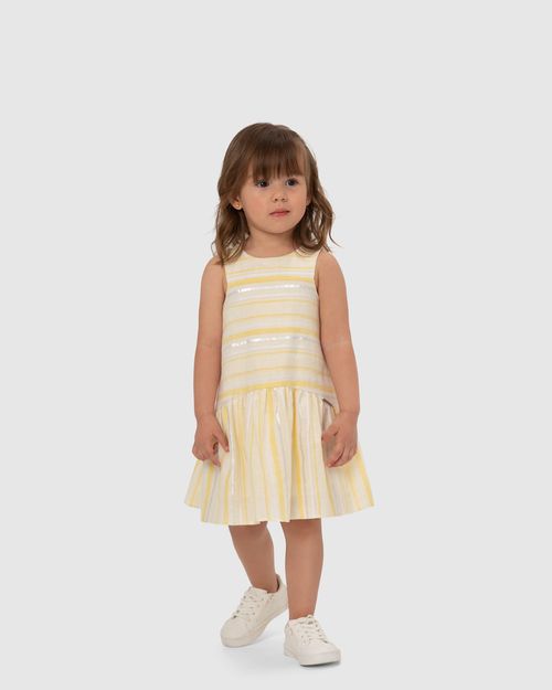 Vestido Menina Listrado Em Algodão Lurex - Carinhoso