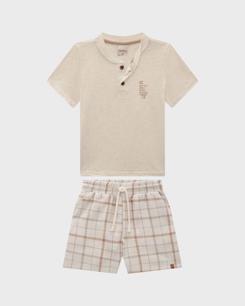 Conjunto Menino Bermuda Estampa Xadrez Em Viscolinho - Carinhoso