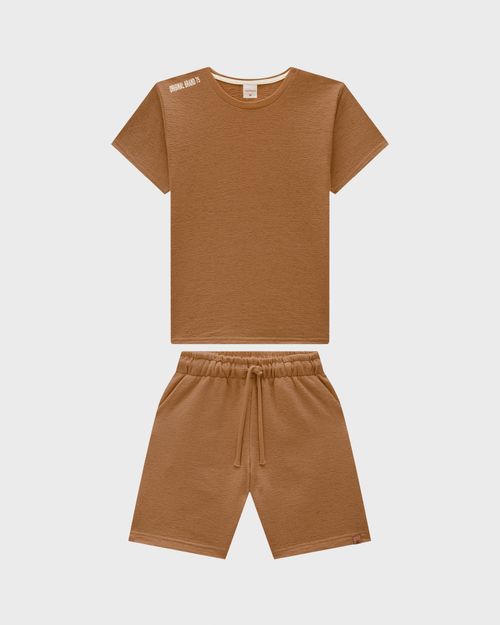 Conjunto Menino Camiseta E Bermuda Em Malha Texturizada - Carinhoso