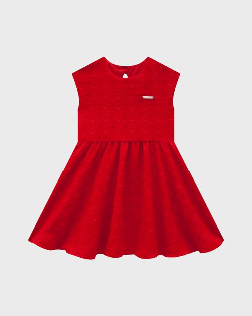 Vestido Menina Rodado Em Plumetis Coração - Carinhoso