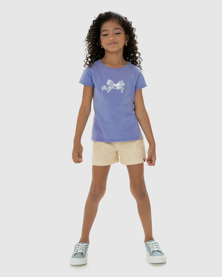 Blusa Menina Estampa Metalizada Em Algodão - Carinhoso