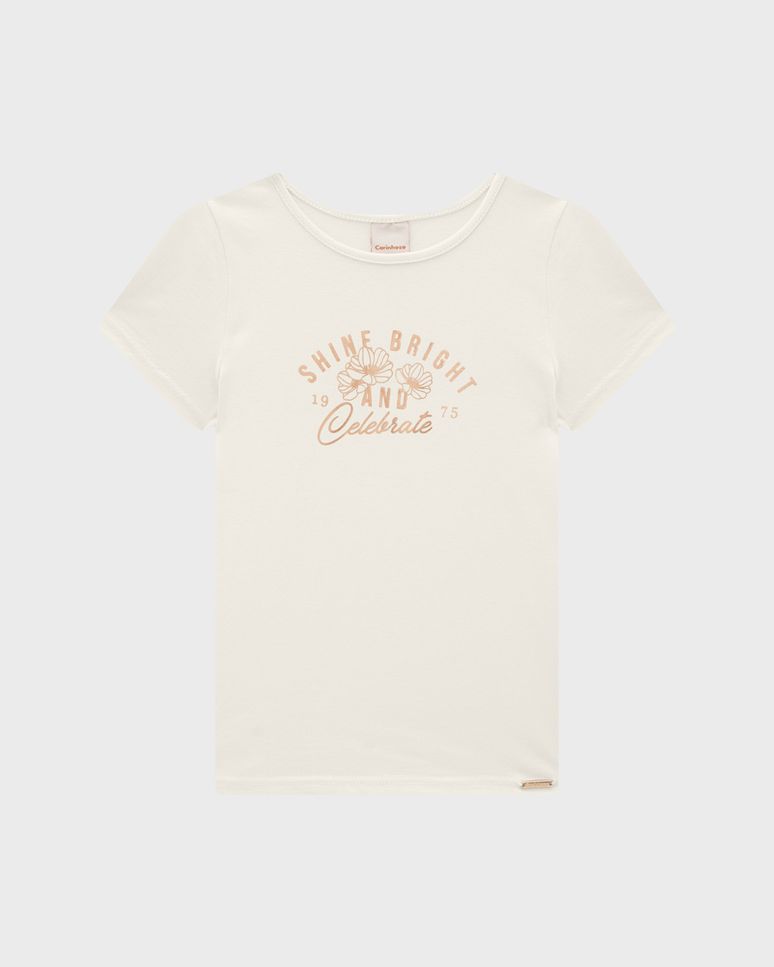 Blusa Menina Estampa Lettering Em Algodão - Carinhoso