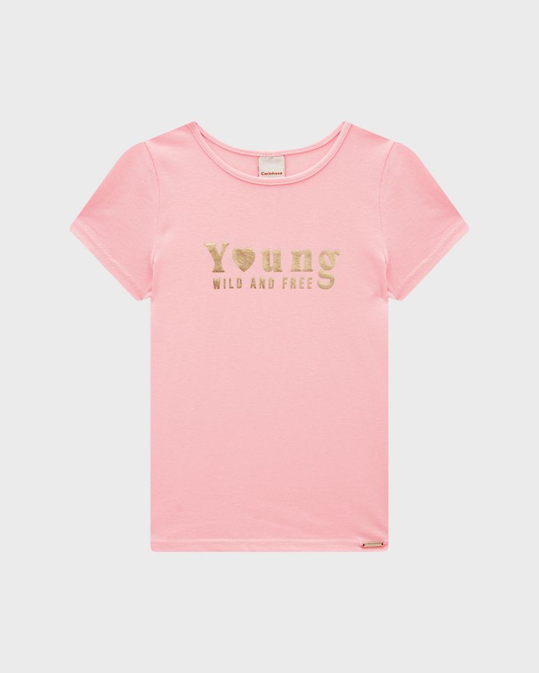 Blusa Menina Estampa Lettering Em Algodão - Carinhoso
