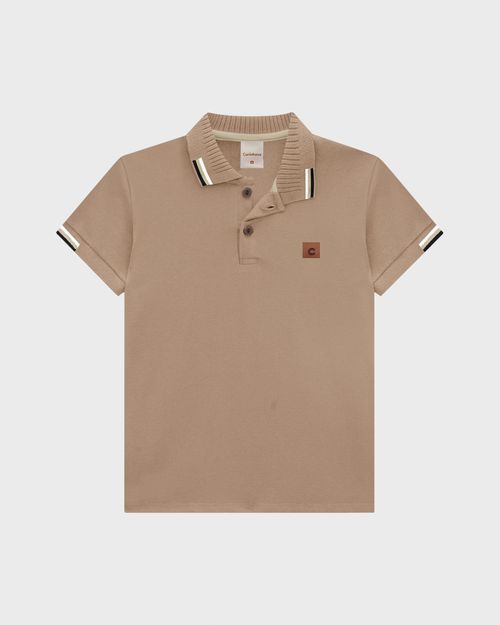 Camisa Polo Menino Detalhe Retilínea Em Piquet Stretch - Carinhoso