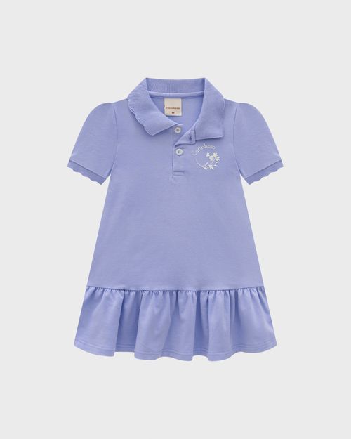 Vestido Polo Menina Bordado Frontal Em Algodão - Carinhoso