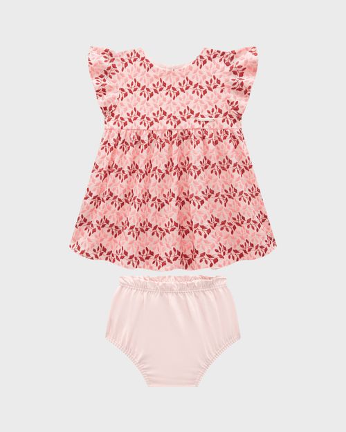 Conjunto Menina Vestido Bordado +  Calcinha - Carinhoso