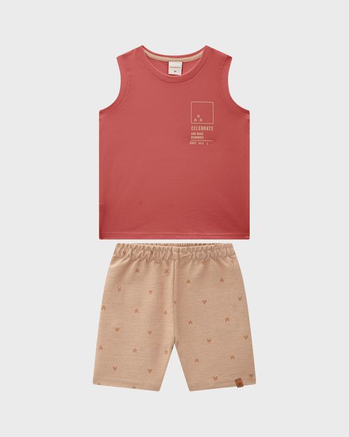 Conjunto Menino Regata Estampa Com Puff Em Algodão - Carinhoso