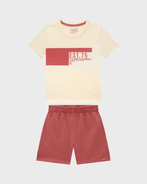 Conjunto Menino Camiseta Estampa HD Em Algodão - Carinhoso