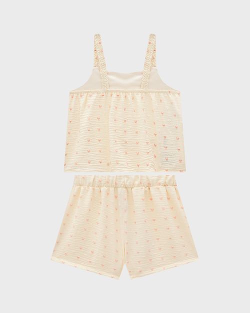 Conjunto Menina Regata E Shorts Saia Em Plumetis Coração - Carinhoso