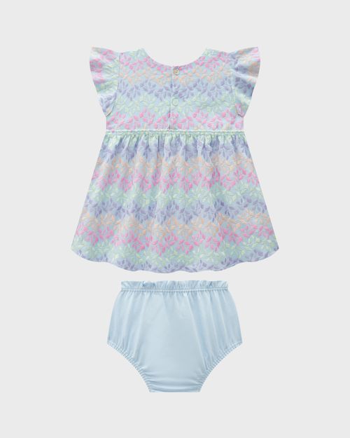 Conjunto Menina Vestido Bordado +  Calcinha - Carinhoso