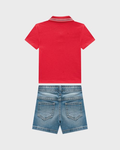 Conjunto Menino Camisa Polo E Bermuda Jeans - Carinhoso