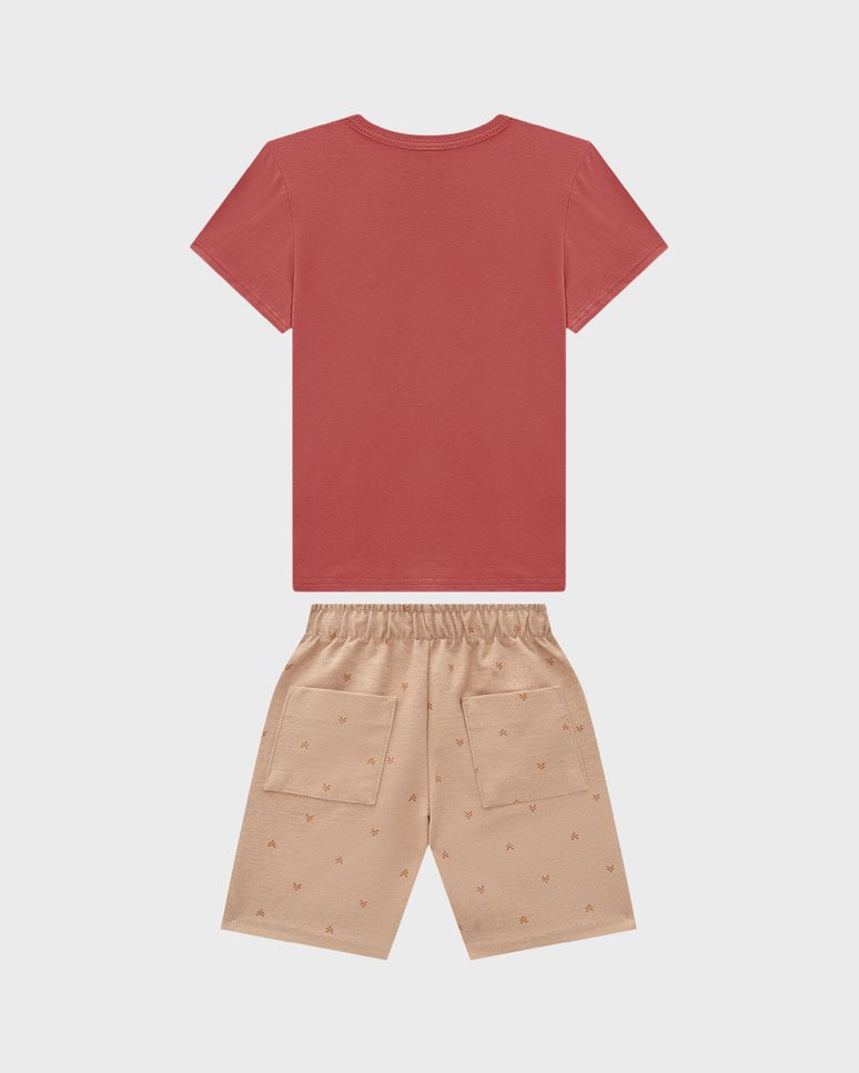 Conjunto Menino Bermuda Em Moletom Sarjado - Carinhoso