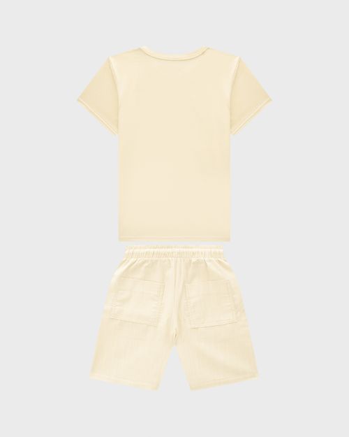 Conjunto Menino Camiseta Estampa Bordada Em Algodão - Carinhoso