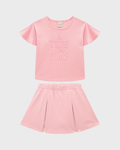 Conjunto Menina It's Time To Shine Em Malha Texturizada - Carinhoso